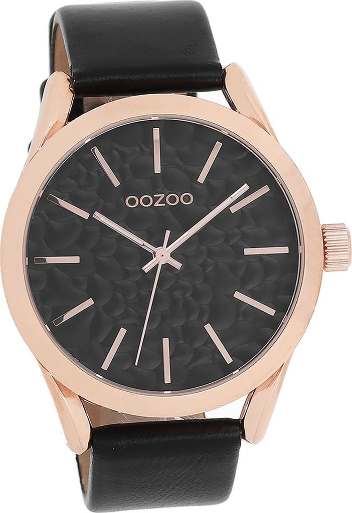 Oozoo Leder Damen Uhr matt struktur Analog Armband schwarz Timepieces D2UOC9474A