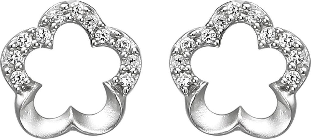 Ohrstecker Blume Blumen aus 925 Silber matt 22 Zirkonia Ohrringe Ohrschmuck