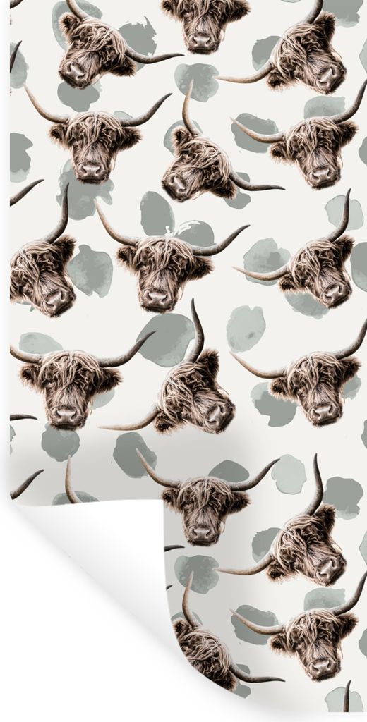 MuchoWow Wandtattoo Wandsticker Wandaufkleber Kuh - Schottischer Highlander - Tiere 20x40 cm Selbstklebend und Repositionierbar - Selbstklebend -...