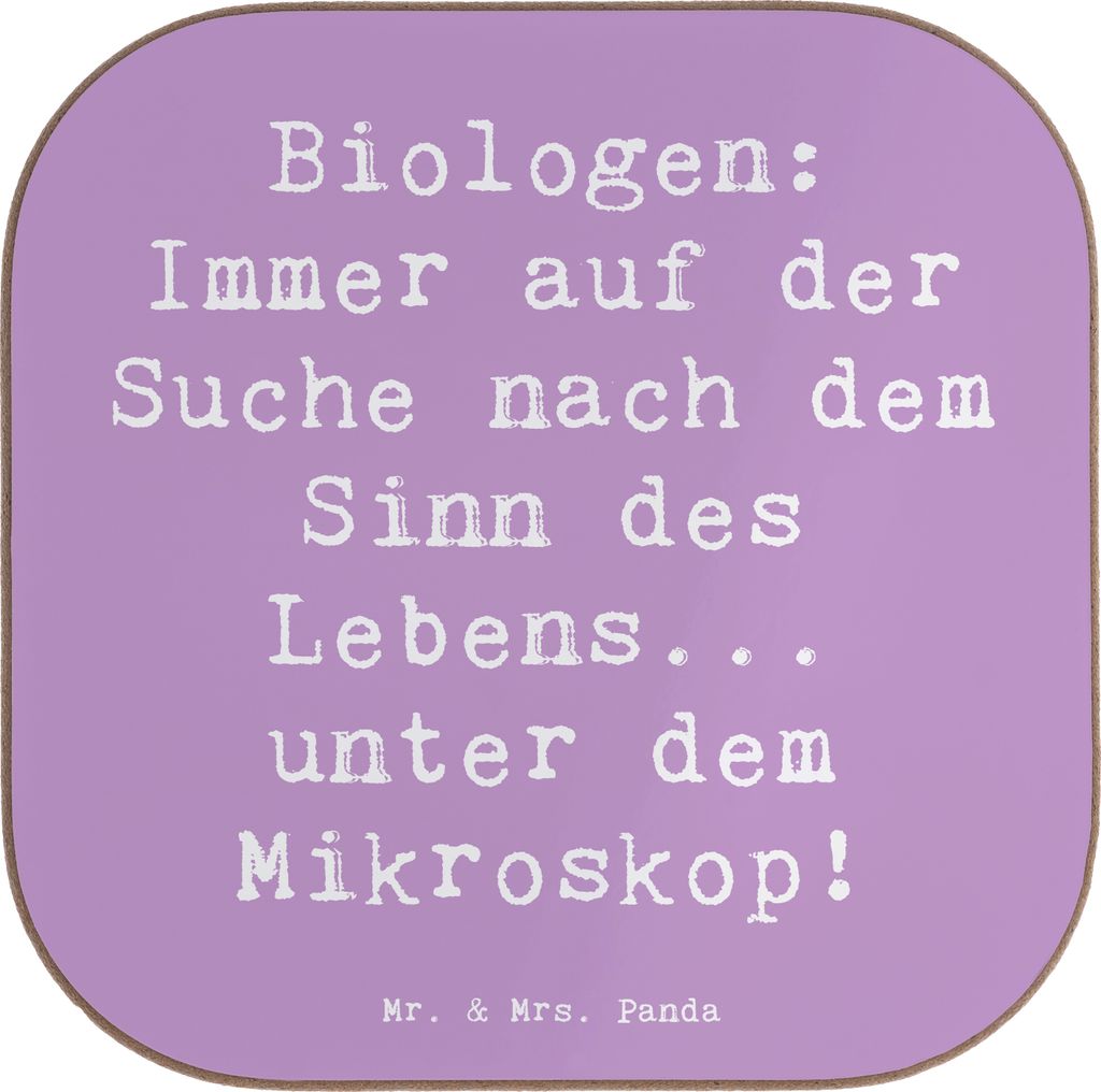 Mr. & Mrs. Panda Tischuntersetzer Spruch Biologin Mikroskop - Lavendeltraum - Geschenk, Untersetzer für Gläser, Tischschoner, Naturliebhaber, Tas...
