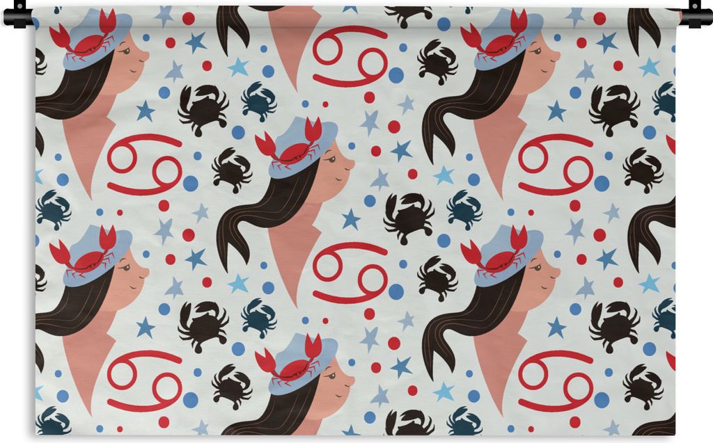 MuchoWow Wandteppich Wandbehang Tierkreiszeichen - Krebs - Muster 60x40 cm Tapisserie Dekoration Wandtuch - Wanddekorationen