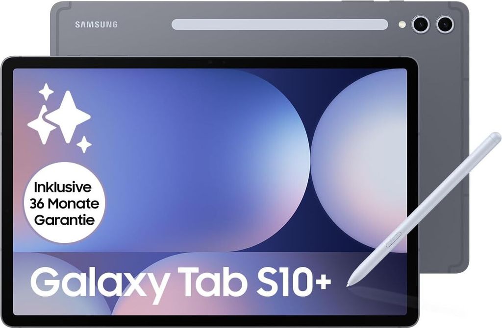 Samsung Galaxy Tab S10+ AI Tablet, Android 12GB RAM, 256GB Speicher, AMOLED Display, Antireflexionsbeschichtung, inkl. S Pen, WiFi, Mondsteingrau