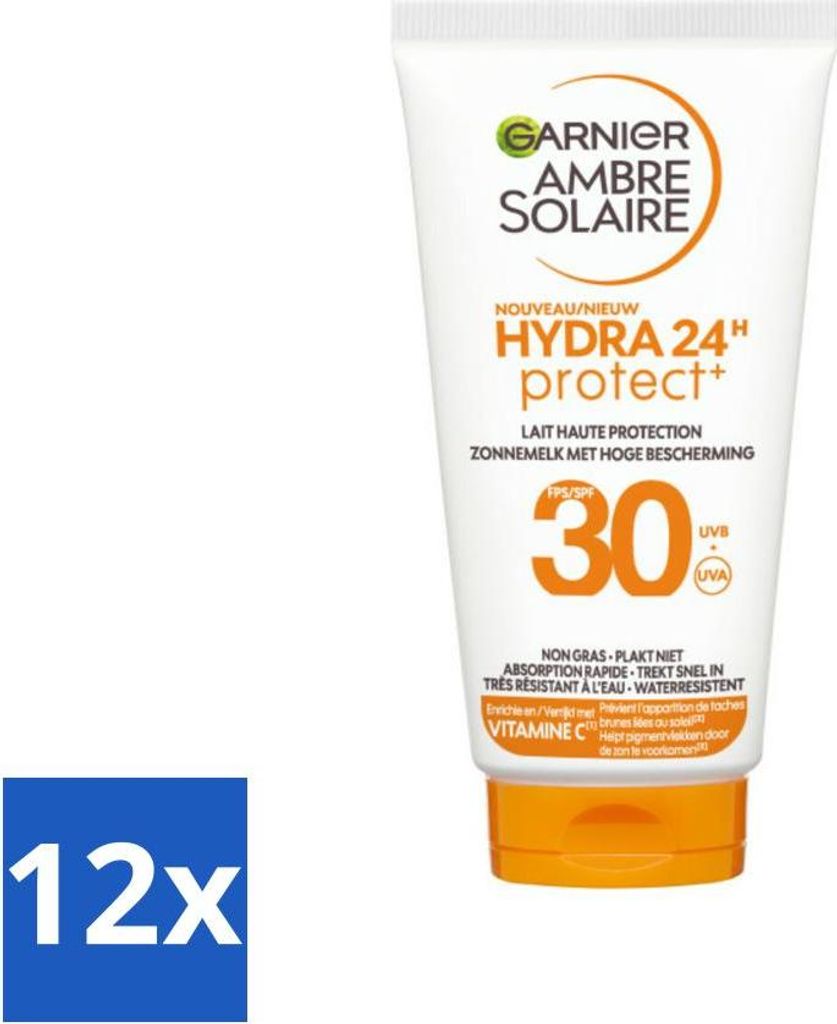 Garnier - Ambre Solaire - Sonnenschutzmittel - Hydra 24H Protect - LSF 30 - Reisegröße - 50 ml - Vorteilspack - 12 Stücke