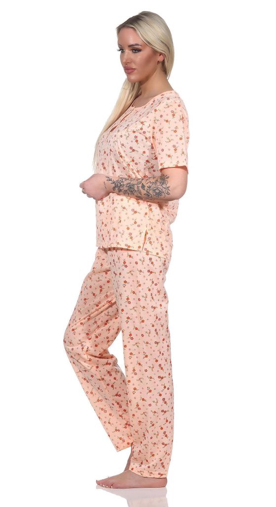 Damen Pyjama Hose & Shirt Schlafanzug Pyjama-Set; Aprikose/XXL