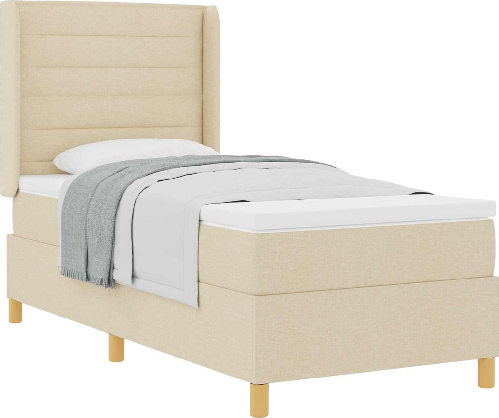 Boxspringbett mit Matratze Creme 100 x 200 cm Stoff