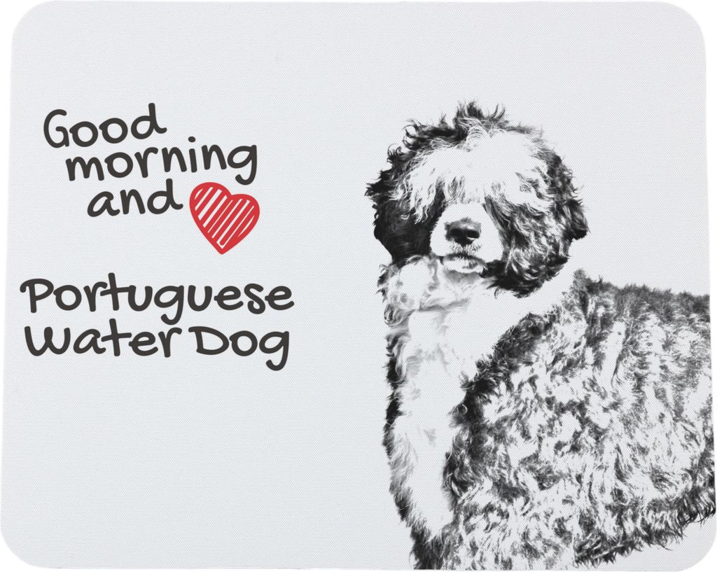 Portugiesischer Wasserhund - Mauspad mit Druck, personalisiertes Mauspad mit Hund, einzigartiges Gadget für Büroangestellte von Art-Dog.
