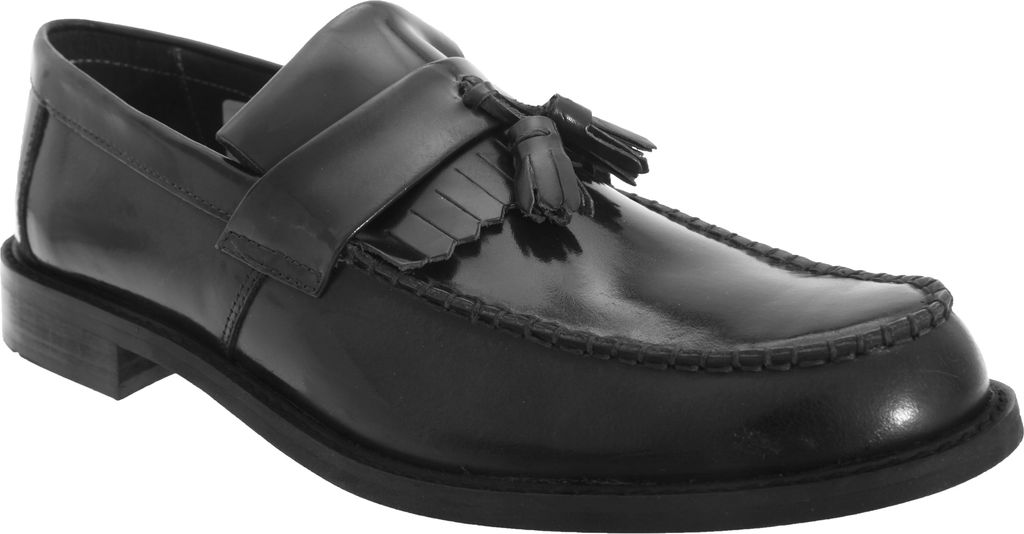 Roamers Herren Toggle Saddle Hi-Shine Leder Schuhe DF774 (40,5 EU) (Schwarz)