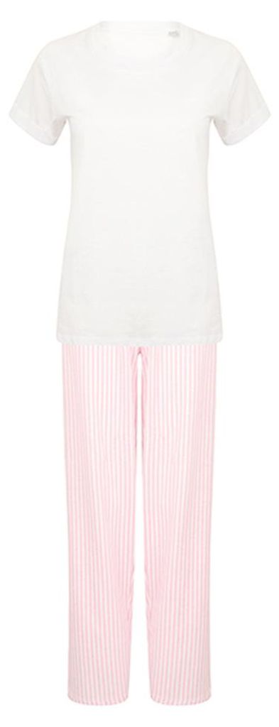 Towel City - Schlafanzug für Damen, Stofftasche LT6171 (3XL) (Pink/Weiß)