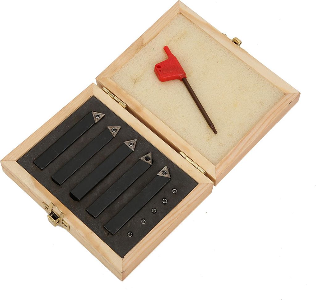 5-teiliger Satz 3/8-Zoll-Wendeschneidplatten-Drehwerkzeuge aus Hartmetall für Drehmaschinen, Schneid- und Plandrehwerkzeuge