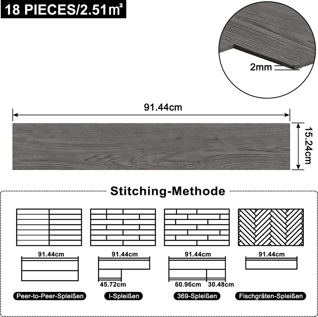 Pavimento Autoadesivo In PVC Effetto Quercia Italiana - 42 Listoni Per 5,85 M² - Foto 8