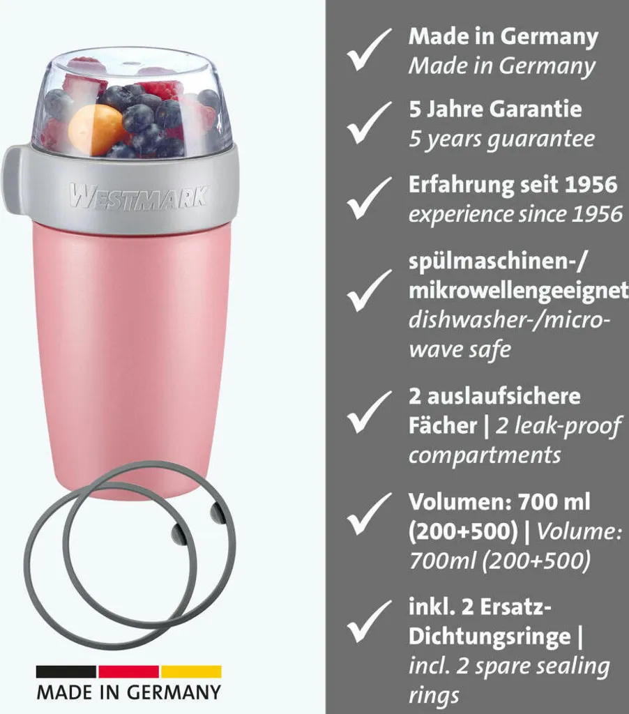 Westmark Müslibecher 700ml Rosa + Guarnizione Ricambio | Offerta E-Shop