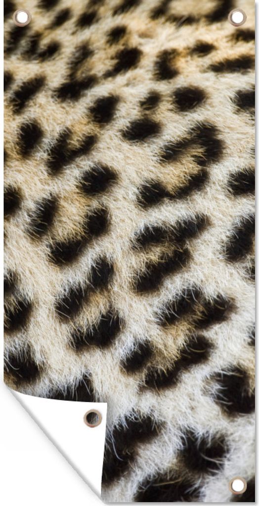 MuchoWow 40x80 cm Outdoor-Poster Gartendeko Sichtschutz Garten Poster für den Garten Nahaufnahme Mantel Leopard