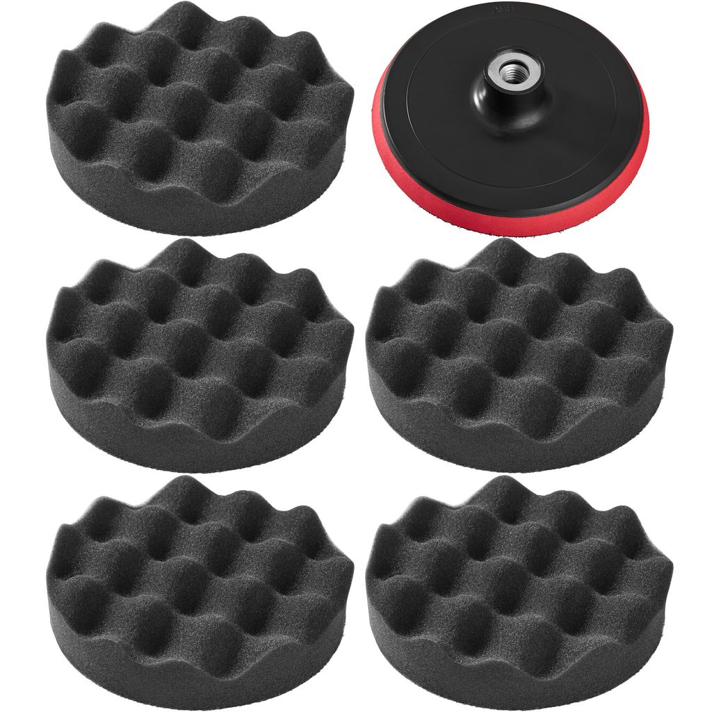 tectake® 6-teiliges Polierschwamm-Set mit M14 Polierteller Produktbild 