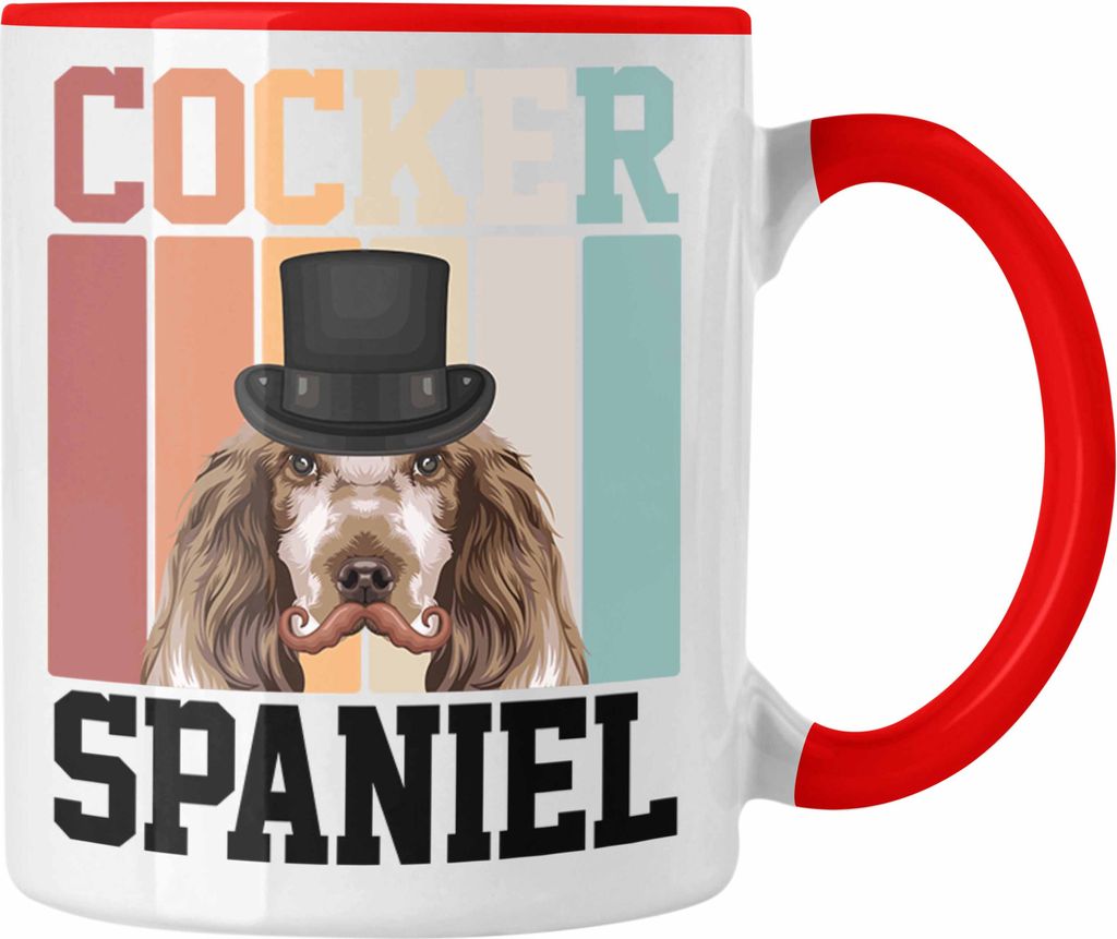 Trendation - Cocker Spaniel Besitzer Tasse Geschenk Lustiger Spruch Geschenkidee Retro Vinatge Cocker Spaniel (Rot)