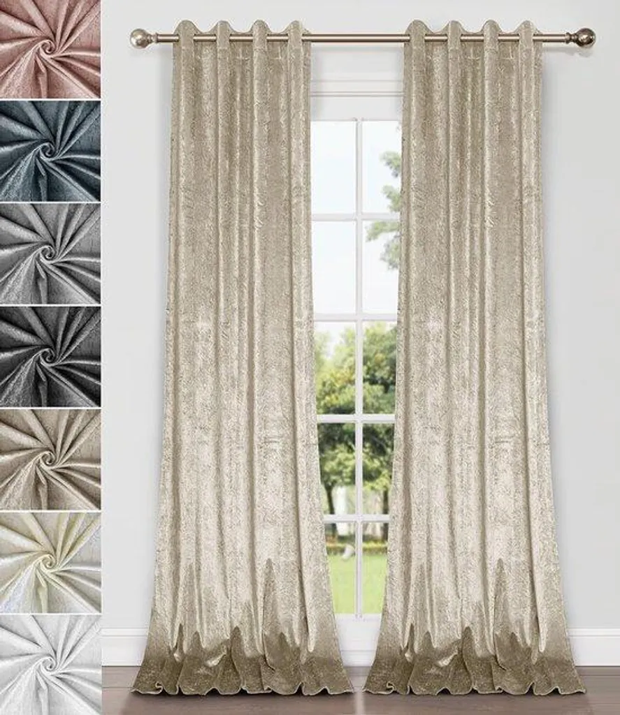 Rideau velours beige isolant contre le froid et la lumière 245x140 cm