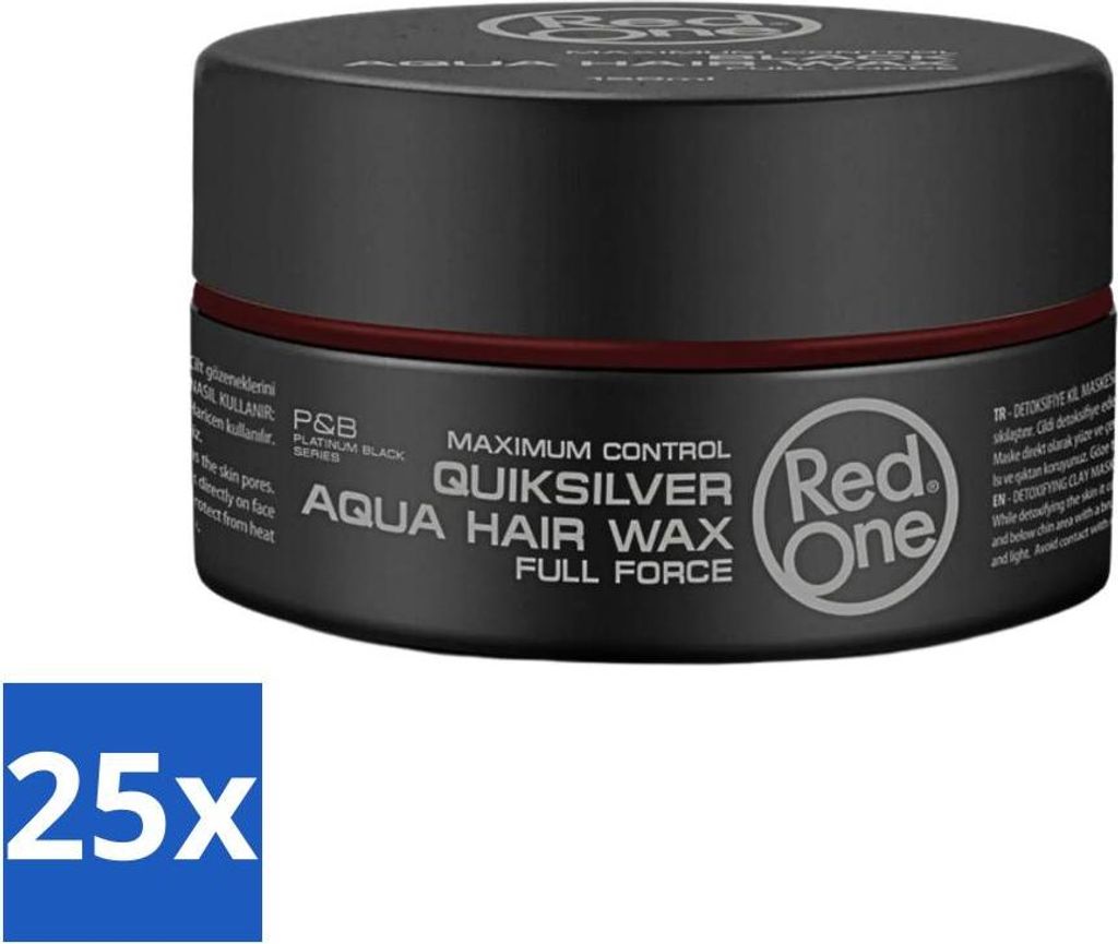 Red One - Haarwachs - Quicksilver - Aqua Hair Wax - Für starken Halt & Glanz - 150 ml - Vorteilspack - 25 Stücke