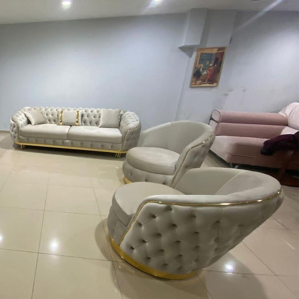 Designer Wohnzimmer Set Besteht aus 3-Sitzer Sofa und 2x Sessel 3tlg. JVmoebel