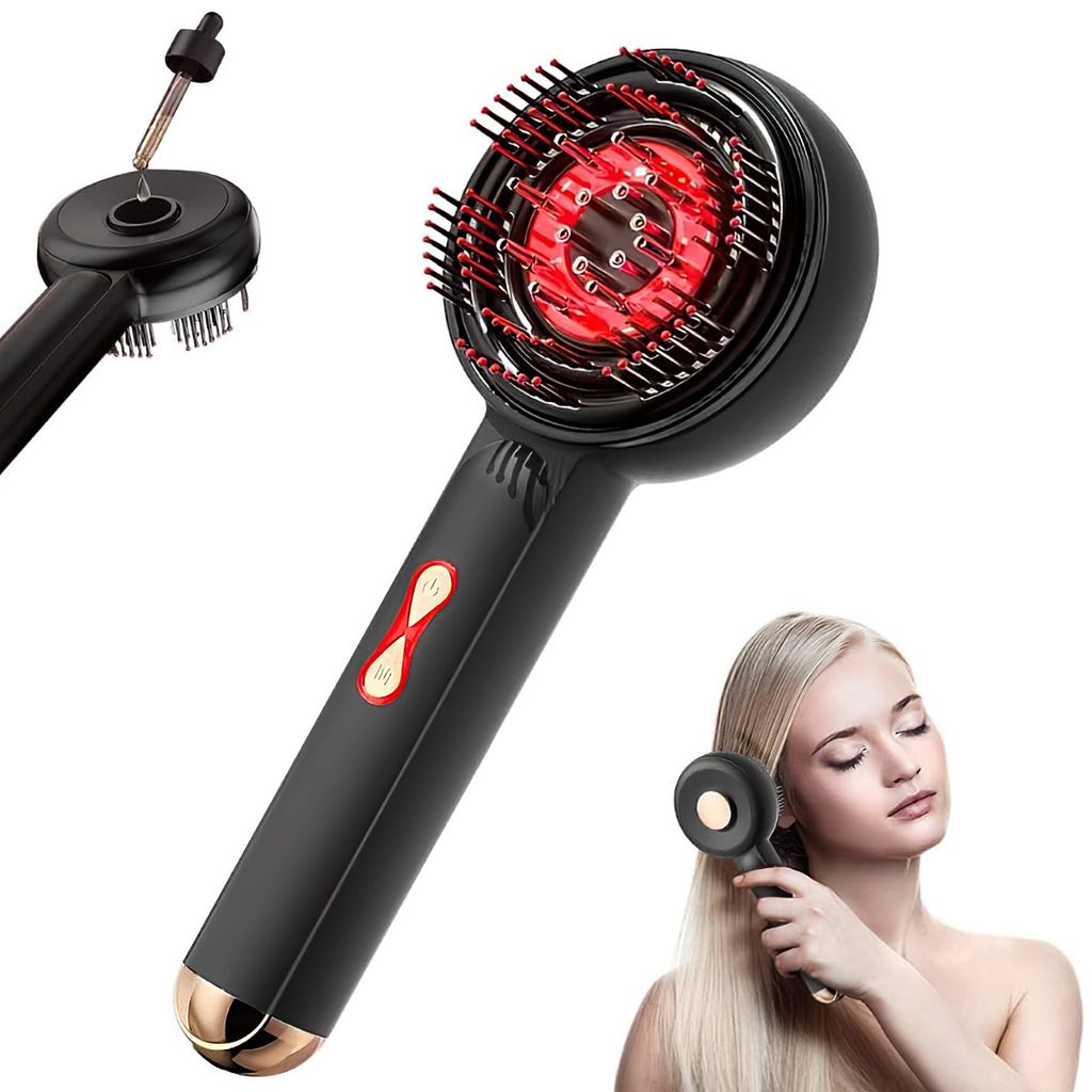 Haarbürste, Haarkamm Elektrische Kopfhaut Mas-sage Bürst, Kopfmassagegeräte, Infusionskamm, EMS Massage, Förderung der Aufnahme der Essenz, grau