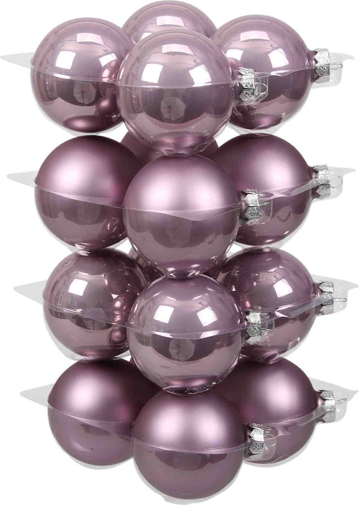 16 Christbaumkugeln Glas Weihnachtskugeln Kugel 80mm 8cm Baumschmuck Weihnachten, Farbe:lilac sage