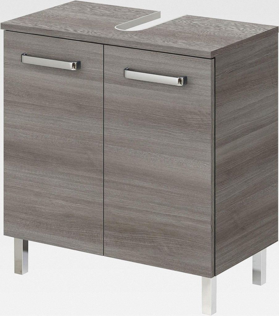 Waschbeckenunterschrank Quickset 352 in Graphit Struktur, 60 cm breit | Waschbeckenschrank ohne Waschbecken mit 2 Türen