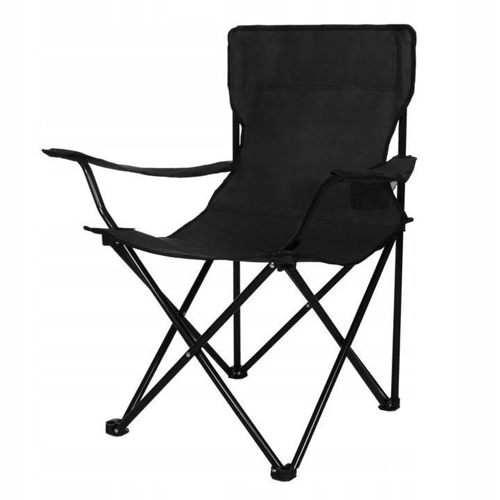 Klappbarer Campingstuhl Schwarz 120 kg – Angeln, Camping, mit Abdeckung
