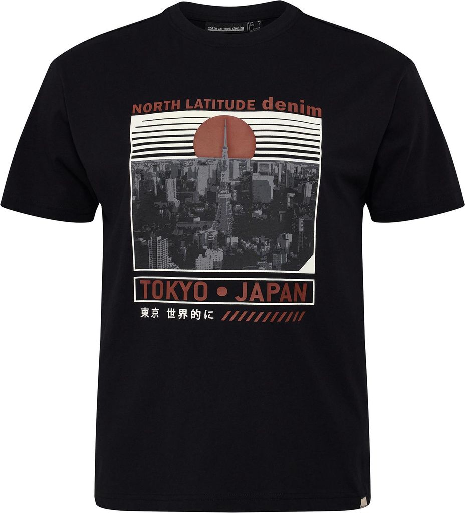 North Latitude XXL T-Shirt schwarz Tokyo-Print