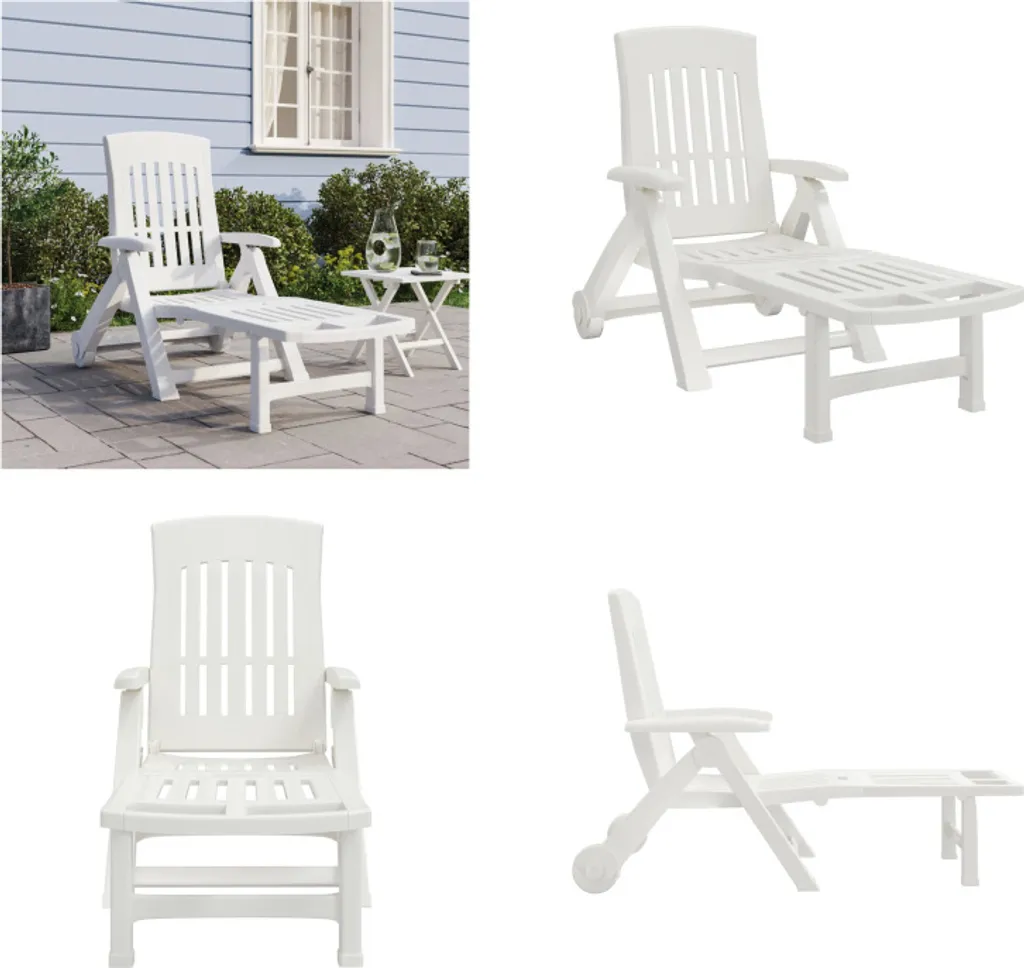 Chaise longue gain de place et mobile pour petit jardin ou balcon blanc