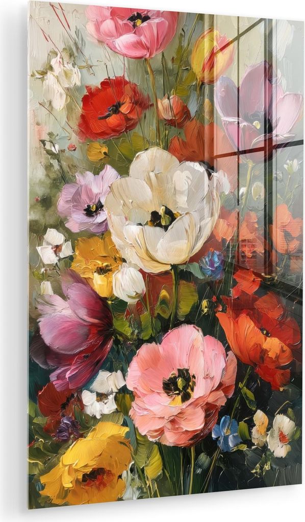 MuchoWow Glasbilder - Bilder auf Wandbild - Foto auf Glas Heiteres Bouquet - Dynamisch - Dezente Farbtupfer 20x30 cm Wanddekoration aus Glas - Acry...