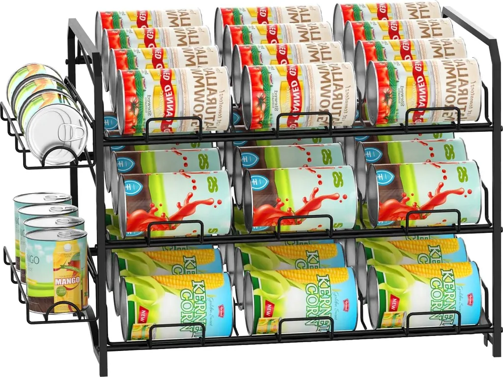 Organiseur de boîtes de conserve empilable noir 3 niveaux pour cuisine