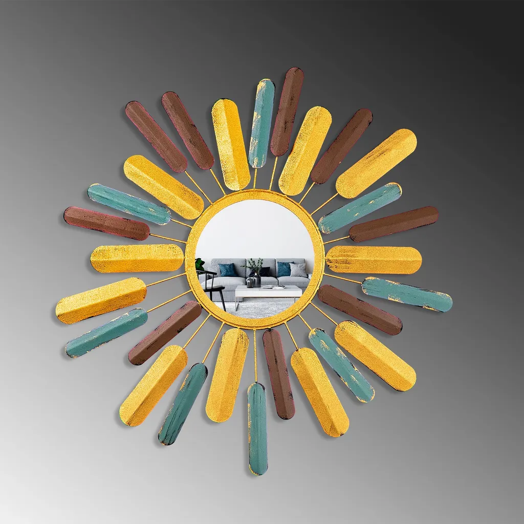 Miroir Design Multicolore 100% Métal Style Abstrait 75 cm Wallity - 4