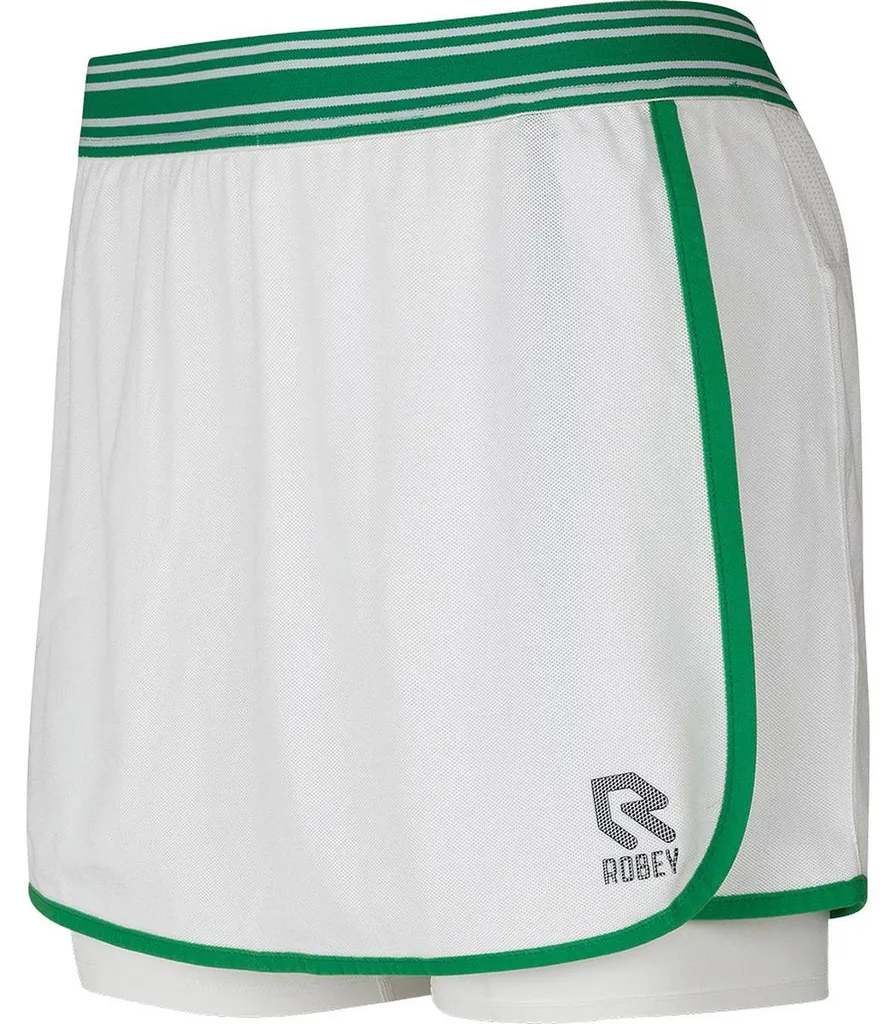 Jupe-short de Tennis Femme Blanche et Verte - Robey Deuce Taille XL