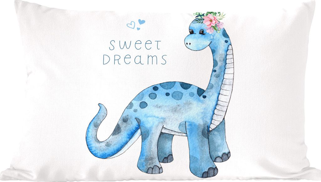 MuchoWow Zierkissen Sofakissen Wohnzimmer Dekokissen 50x30 cm Dinosaurier - Kinderzimmer - Süße Träume - Jungen - Mädchen - Kinder - Wohnzimm...