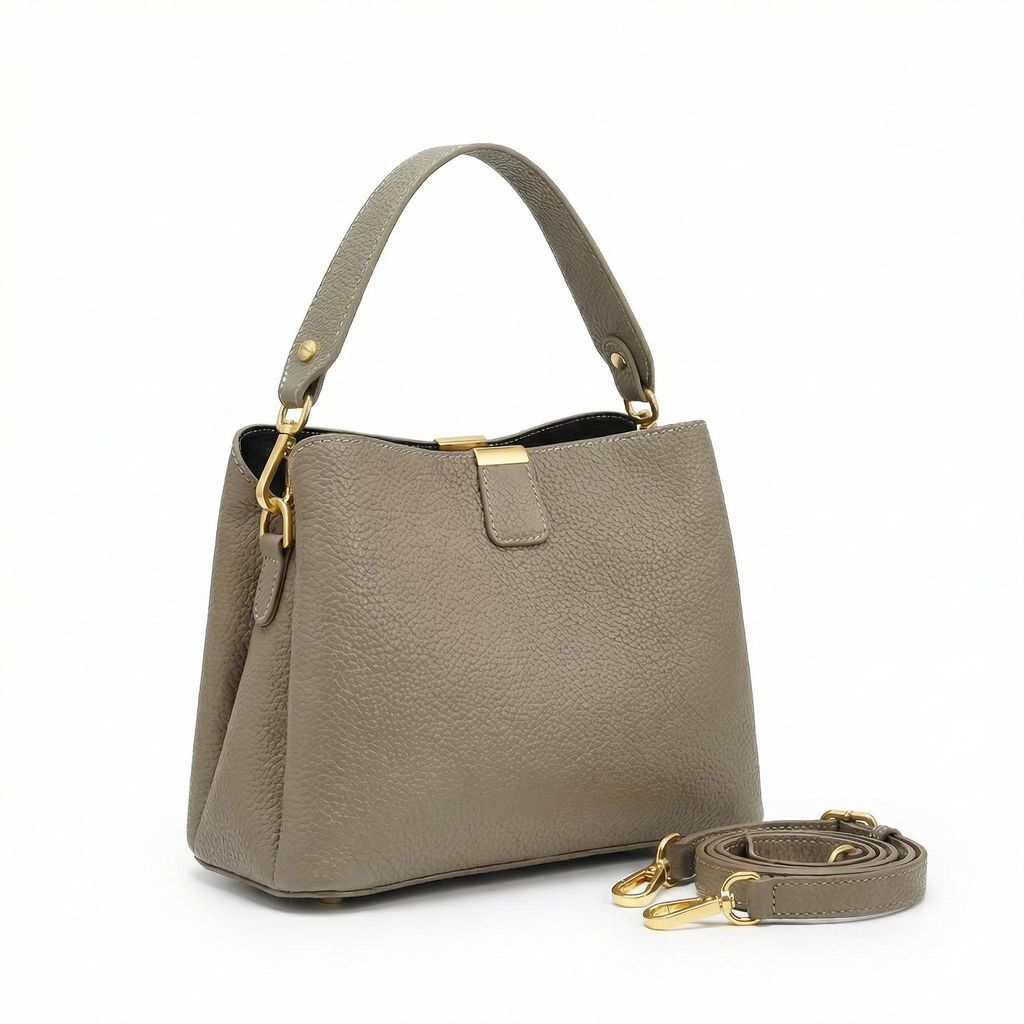 Damen Schultertasche Erika aus Echtleder – Graue Leder Handtasche & Umhängetasche – Elegante Crossbody Bag Grau