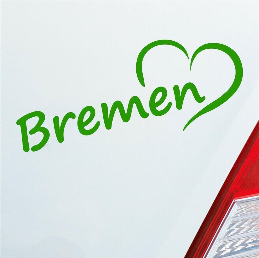 Auto Aufkleber Hansestadt Bremen Herz Stadt City Love Liebe 20x8 cm Hellgrün Sticker Heckscheibenaufkleber