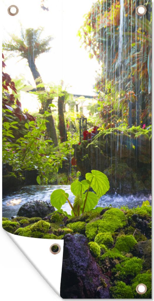 MuchoWow 40x80 cm Outdoor-Poster Gartendeko Sichtschutz Garten Poster für den Garten Tropischer Wasserfall