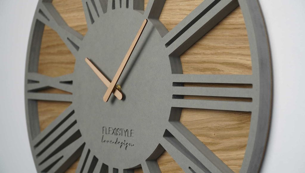 Groß wanduhr ohne tickgeräusche Roman LOFT Grau 50cm, Produktbild 3