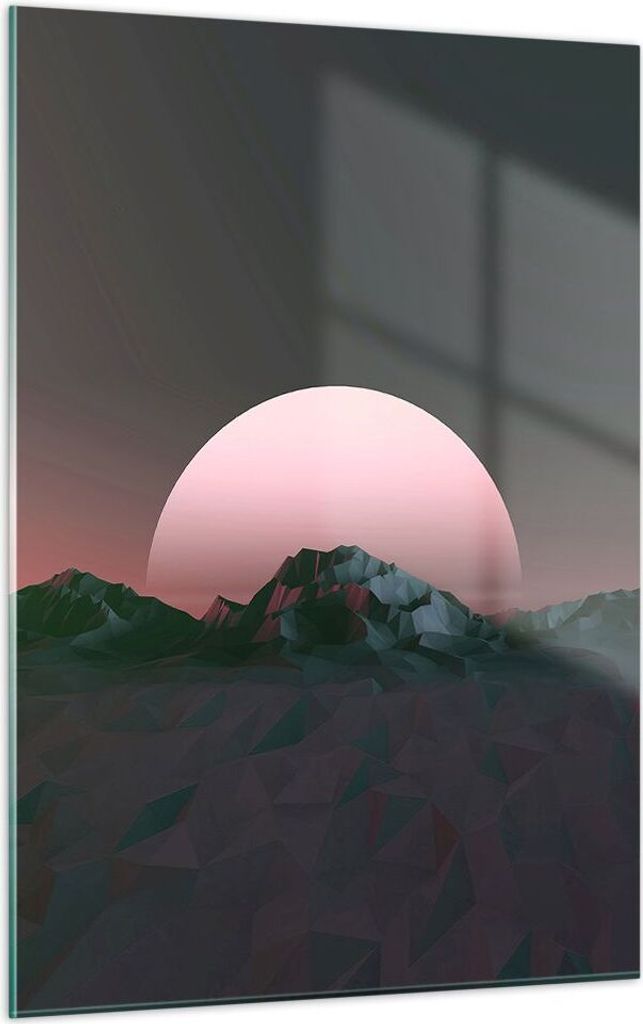 Bilder auf glas - Einteilig - Landschaft Berge Sonne - 50x70cm - Glasbilder - Wandbilder - Bilder - zum Aufhängen bereit - Wanddekoration aus Glas...