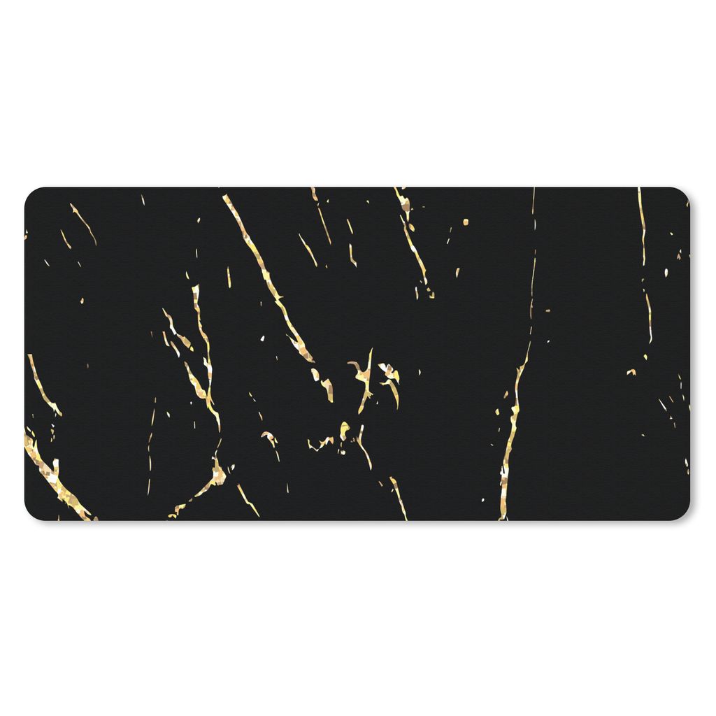 MuchoWow Schreibtischunterlage Marmor - Schwarz - Gold - Luxus 80x40 cm - XXL Mauspad - Gaming Mauspad