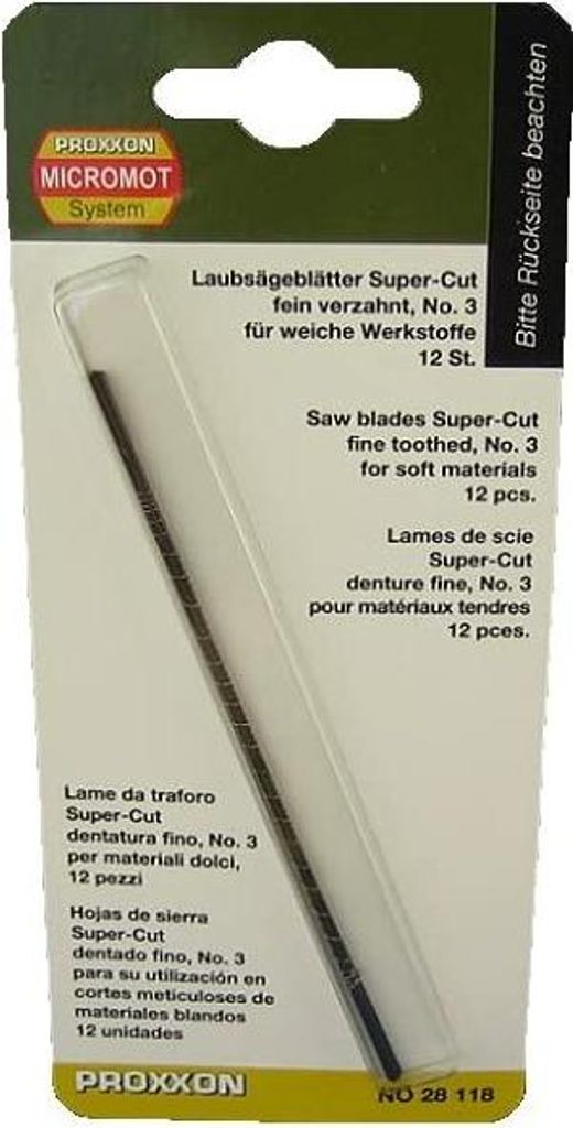 Proxxon 28118 Super-Cut Laubsägeblätter fein verzahnt ohne Querstift 12 Stück