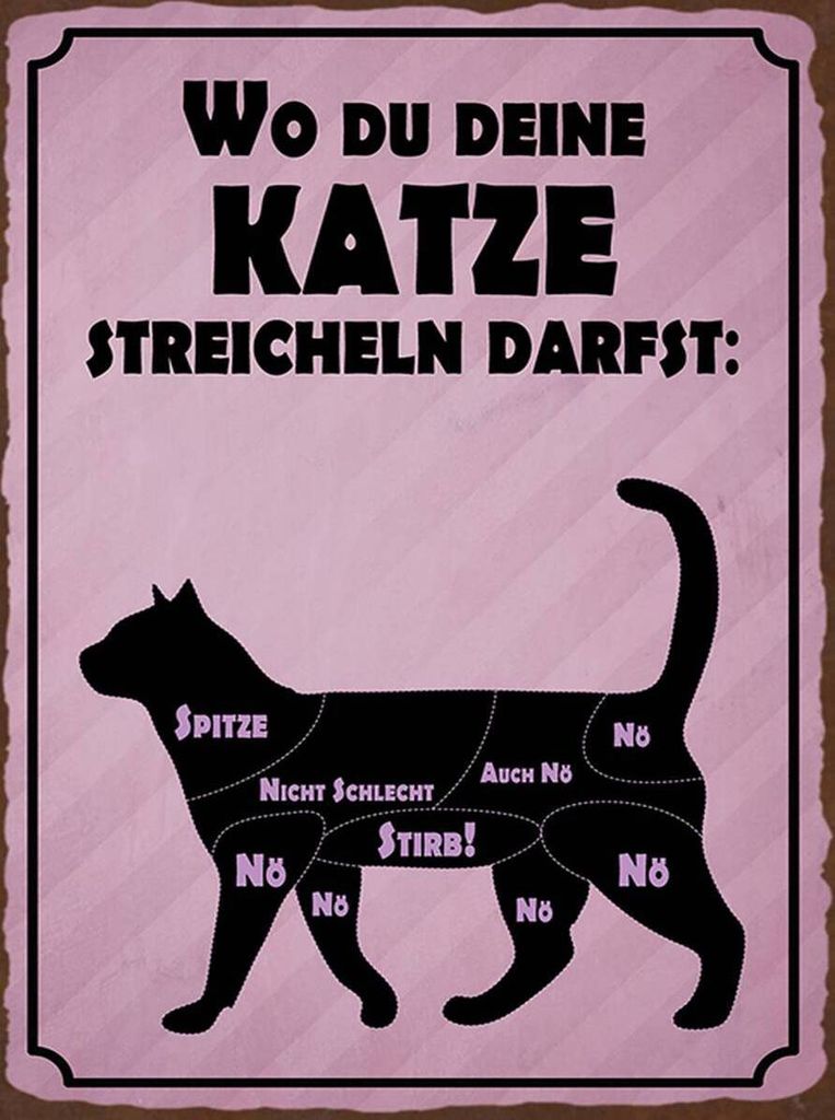 vianmo Holzschild 40x30 cm wo du deine Katze streicheln