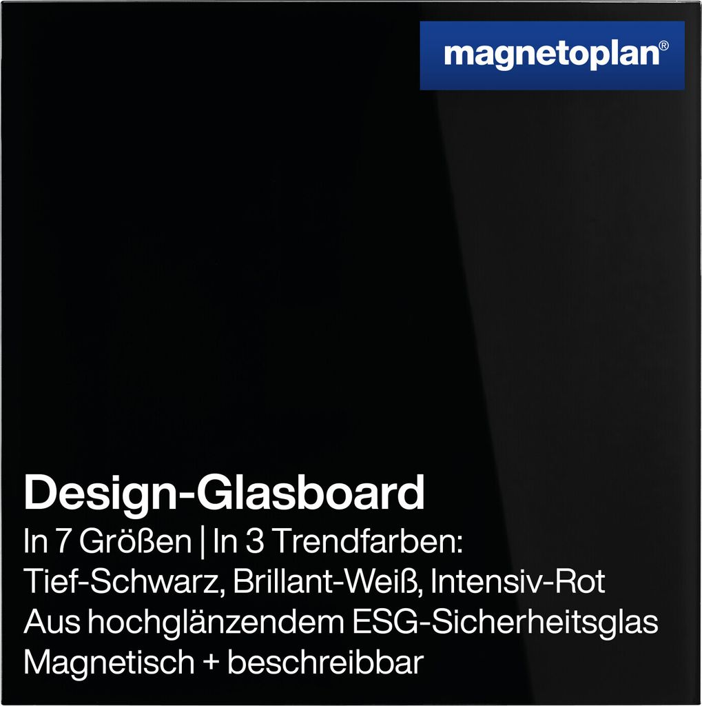 Magnetoplan Design-Glasboard - magnethaftend und beschreibbar - 40x40cm - Schwarz