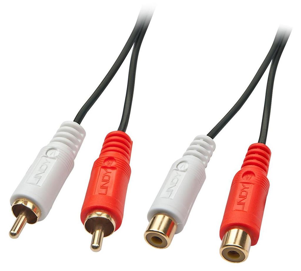 LINDY Audiokabel Stereo 2xRCA/2xRCA M/F 10m