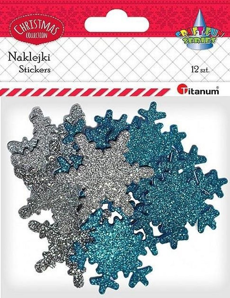 Schaumstoffaufkleber Glitter Schneeflocken Mix 12St.