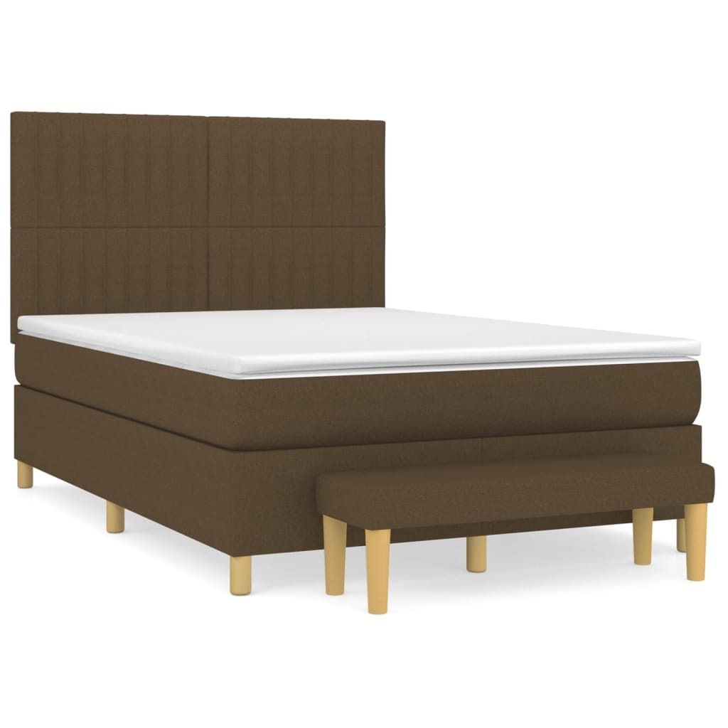 Best Möbel Boxspringbett mit Matratze - modernes Design - Dunkelbraun 140x200 cm Stoff - Doppelbett A3137320