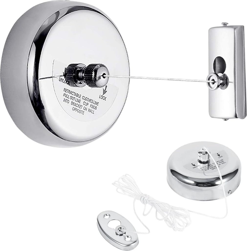Rückziehbare Wäscheleine - Unsichtbare Wäscheleine - Stahlschiene für Innen und Außen - Wäscheständer für Hotel, Badezimmer, Balkon