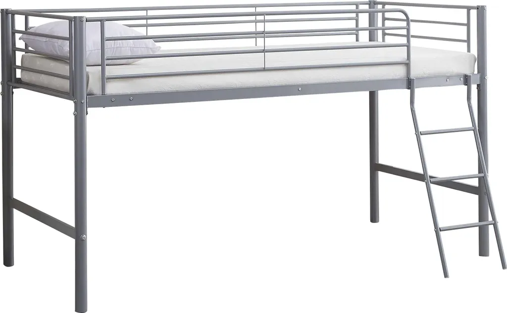 Lit mi-hauteur Julie 90x200cm en métal gris mat, robuste et durable