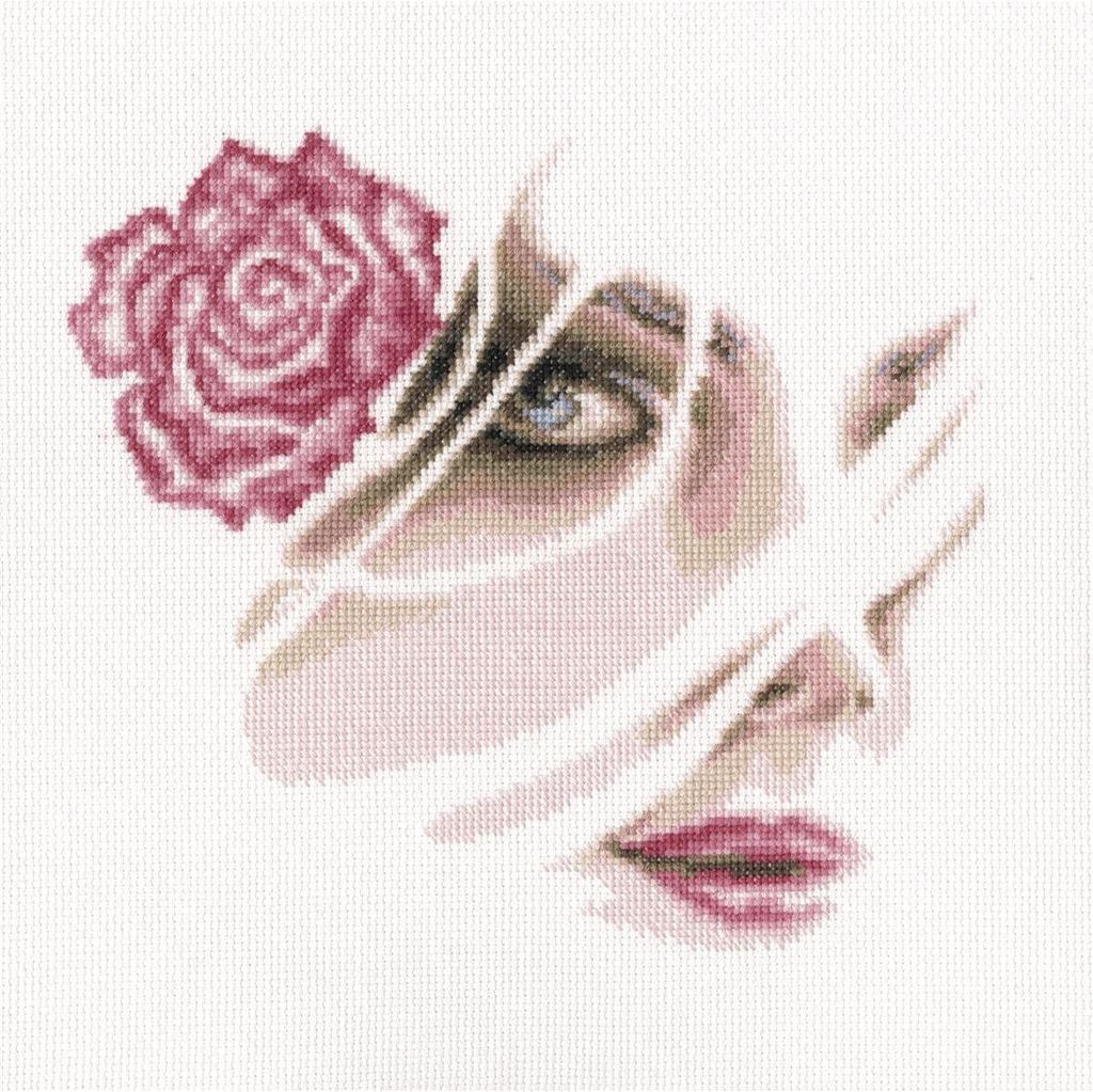 RTO Kreuzstich Set "Coral Rose" M567, Zählmuster, 22,5x20,5 cm