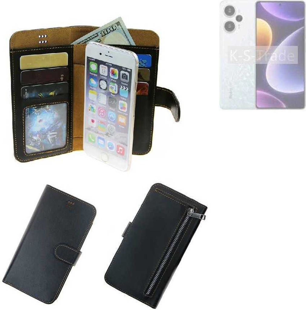 K-S-Trade Schutz Hülle kompatibel mit Xiaomi Redmi Note 12 Turbo Klapphülle Case Phone cover Slim Handytasche Handy Hülle schwarz aus Kunstleder (1