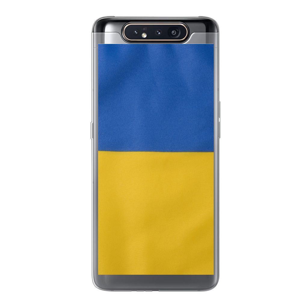 MuchoWow Handyhülle Schutzhülle Hülle für Samsung Galaxy A80 Nahaufnahme der Flagge der Ukraine Silikon Softcase Handy Hülle - Schutzdeckel