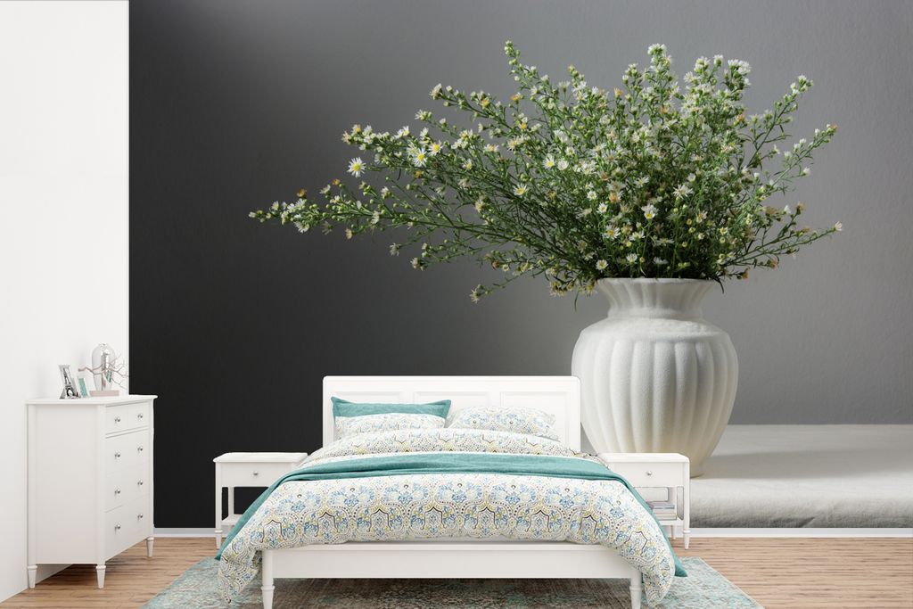 MuchoWow Fototapete für Wohnzimmer oder Schlafzimmer Wandtapete Vinyl Motivtapete Stilleben - Vase - Blumen - 420x280 cm - Zimmer für Kinder